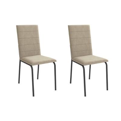 Kit 2 Cadeiras Sala Jantar Amsterdã 2c091 Aço 2 Un Preto-linho Bege Fendi - Kappesberg