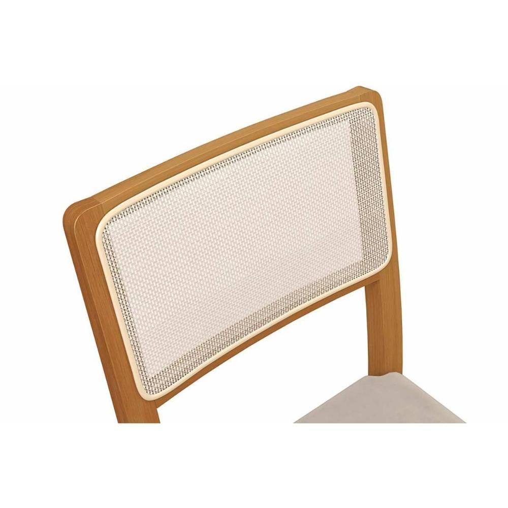 Kit 2 Cadeiras De Cozinha Lola 2cmm004ca Premium Madeira Maciça 2 Un Carvalho-linho Bege Fendi-tela Bege - Kappesberg - 4