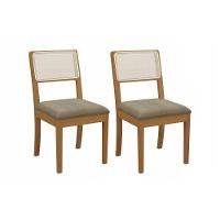 Kit 2 Cadeiras De Cozinha Lola 2cmm004ca Premium Madeira Maciça 2 Un Carvalho-linho Bege Fendi-tela Bege - Kappesberg - 1