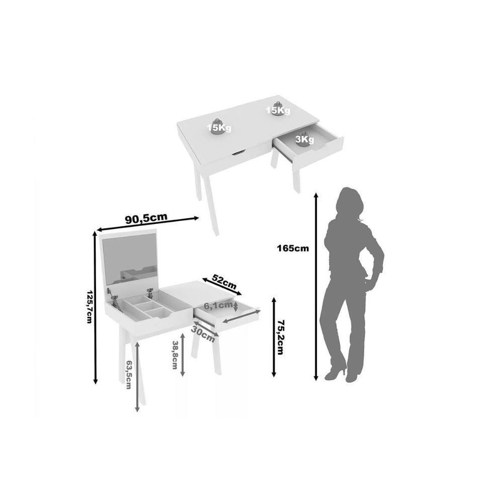 Penteadeira Camarim Juvenil Pe-2019 C- 1 Espelho Preto - Tecno Mobili - 2