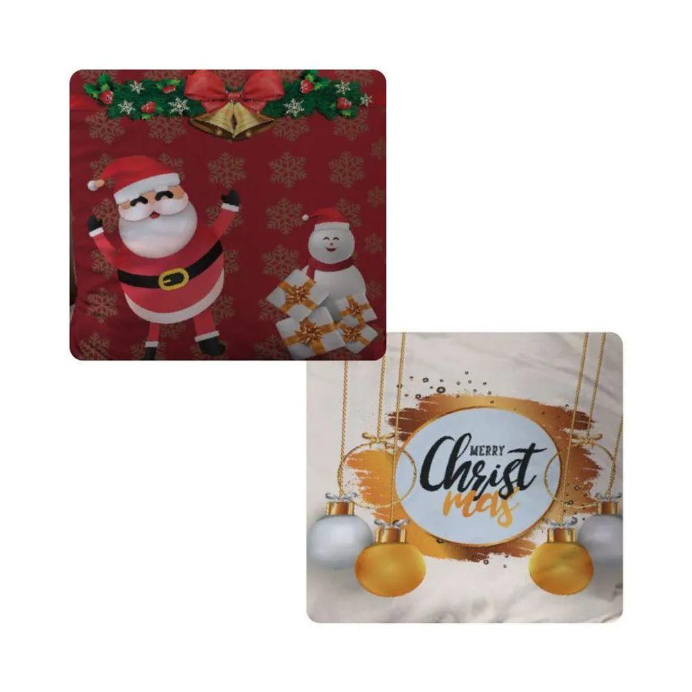 Capa De Almofada De Natal Com Zíper 43cm X 43cm Kit 02 Peças Natal 16 - 3