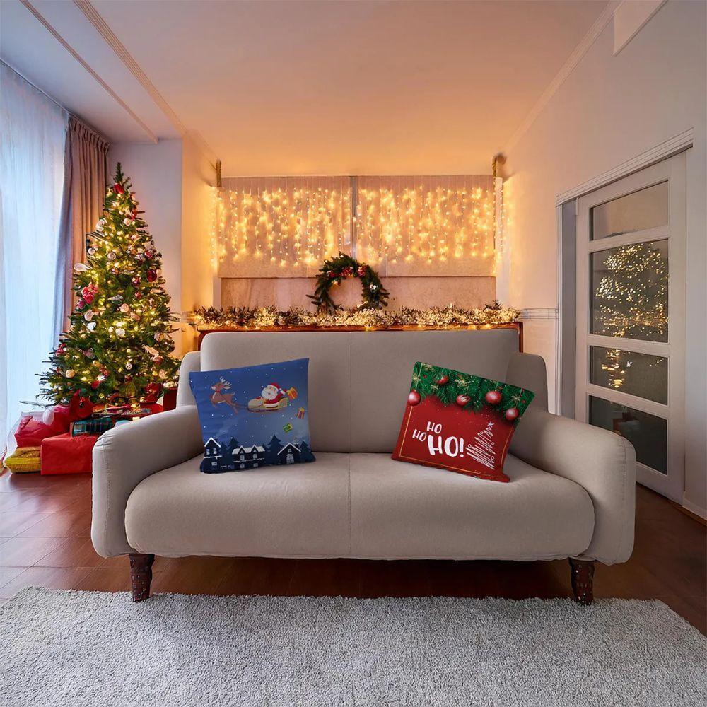 Capa De Almofada De Natal Com Zíper 43cm X 43cm Kit 02 Peças Natal 15 - 2