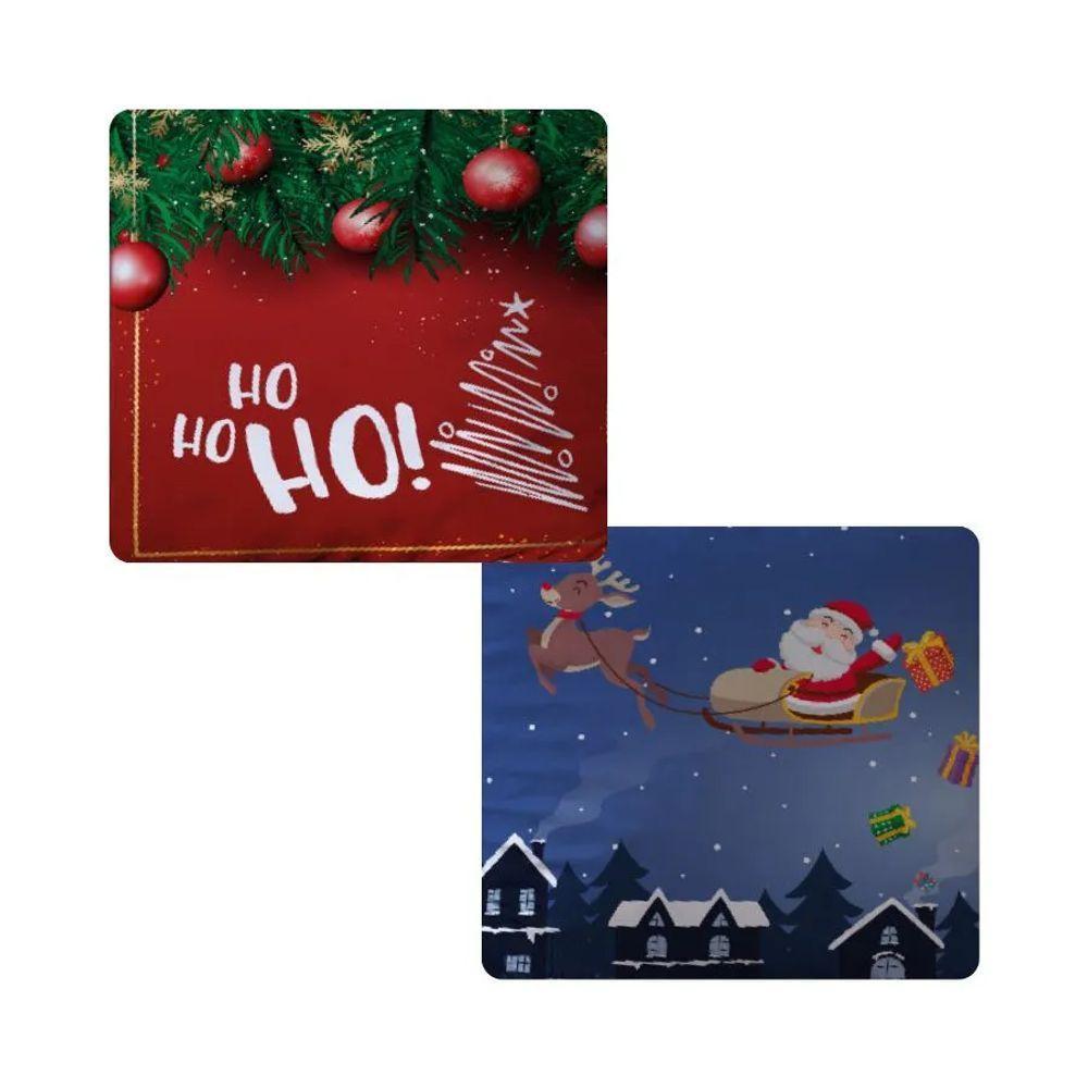 Capa De Almofada De Natal Com Zíper 43cm X 43cm Kit 02 Peças Natal 15 - 3