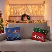 Capa De Almofada De Natal Com Zíper 43cm X 43cm Kit 02 Peças Natal 15 - 1