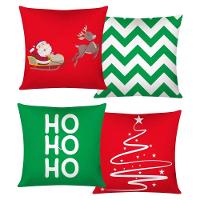 Capa De Almofada De Natal Com Zíper 43cm X 43cm Kit 04 Peças Natal 01 - 1
