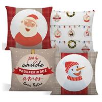 Capa De Almofada De Natal Com Zíper 43cm X 43cm Kit 04 Peças Natal 18 - 1