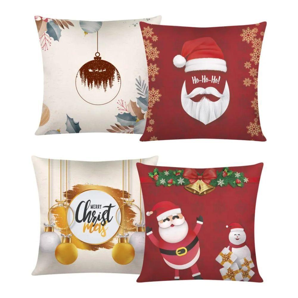 Capa De Almofada De Natal Com Zíper 43cm X 43cm Kit 04 Peças Natal 16 - 1