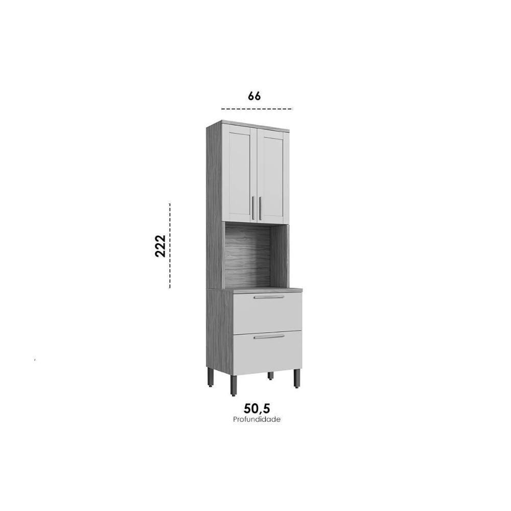 Paneleiro De Cozinha Modulado Riesling C- 4 Portas E 1 Nicho P- Forno 70cm Amendoa-off White - Ronipa - 3
