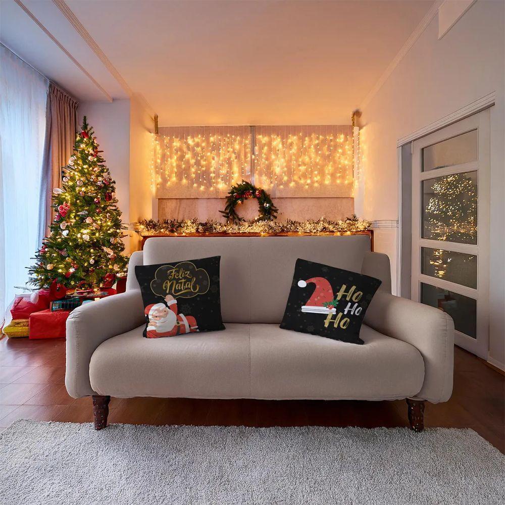 Capa De Almofada De Natal Com Zíper 43cm X 43cm Kit 02 Peças Natal 12 - 2