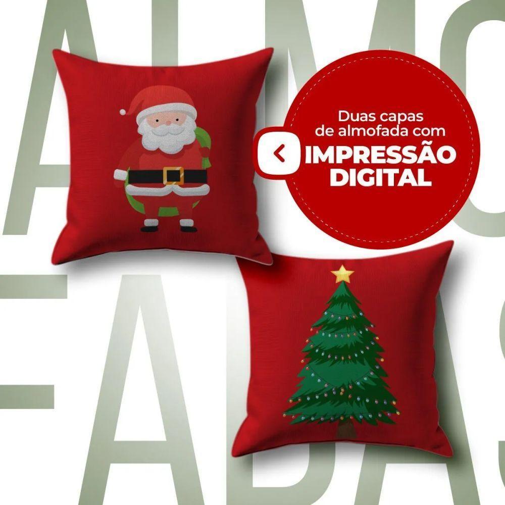 Capa De Almofada De Natal Com Zíper 43cm X 43cm Kit 02 Peças Natal 03 - 4
