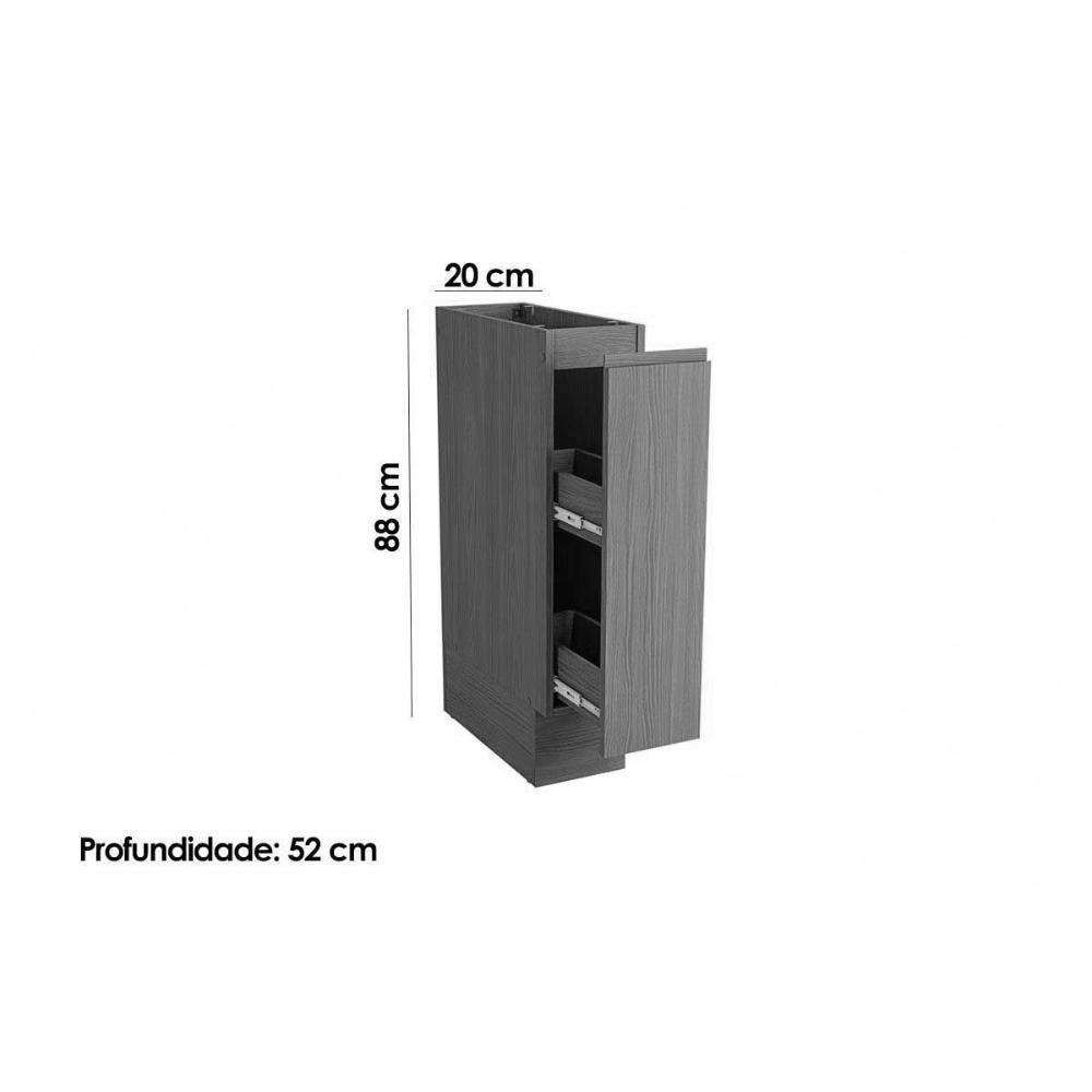 Módulos De Cozinha Kappesberg Ciela Balcão C- Tampo Ciela R621 Porta Tempero C- 1 Porta 20cm Canela-kappesberg - 3