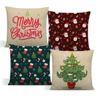 Capa De Almofada De Natal Com Zíper 43cm X 43cm Kit 04 Peças Natal 11 - 1