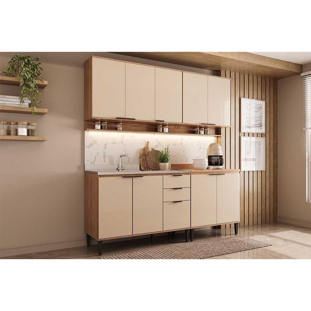 Kit Cozinha Modulada 4 Peças Alpha (2aéreos+2balcões) C4p175 Freijo-off White - Carraro - 1