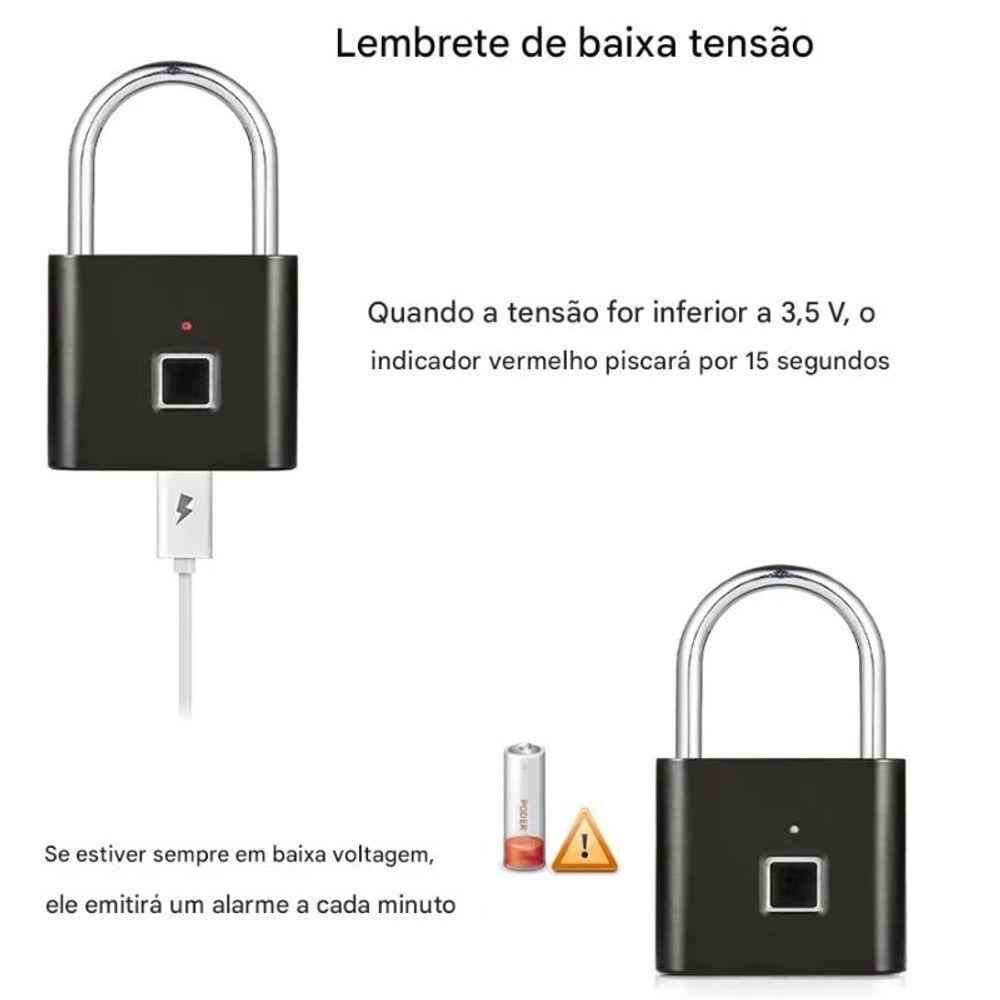 Cadeado Inteligente Com Desbloqueio Por Impressão Digital - 6