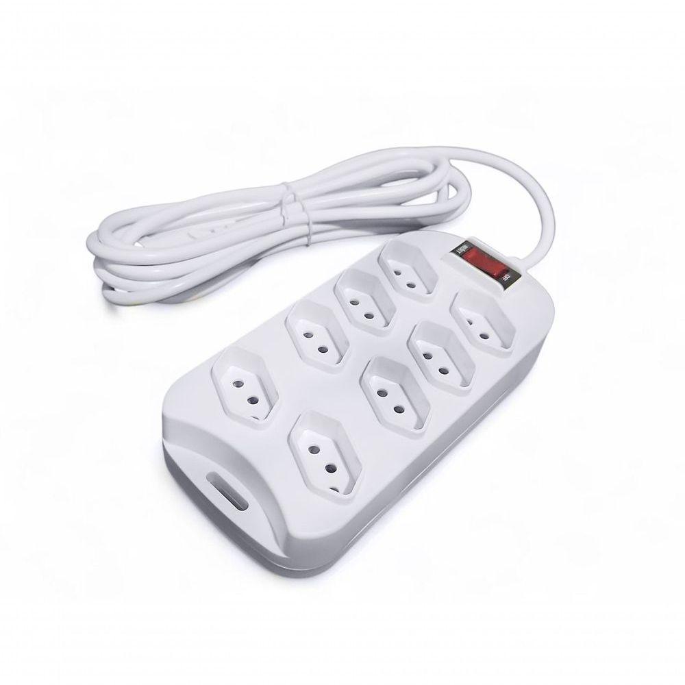 Extensão Régua 3m 8 Tomadas Filtro De Linha Bivolt In-tech Branca - 1