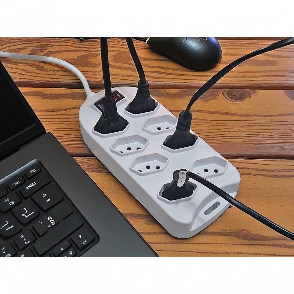 Extensão Régua 3m 8 Tomadas Filtro De Linha Bivolt In-tech Branca - 2