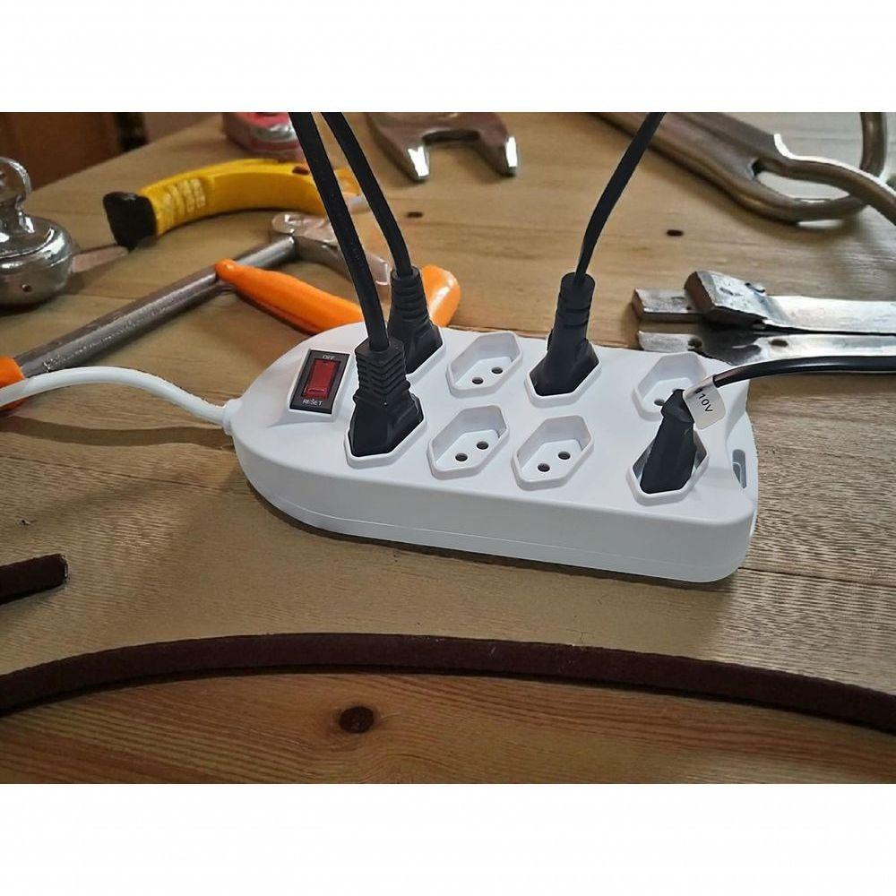 Extensão Régua 3m 8 Tomadas Filtro De Linha Bivolt In-tech Branca - 4