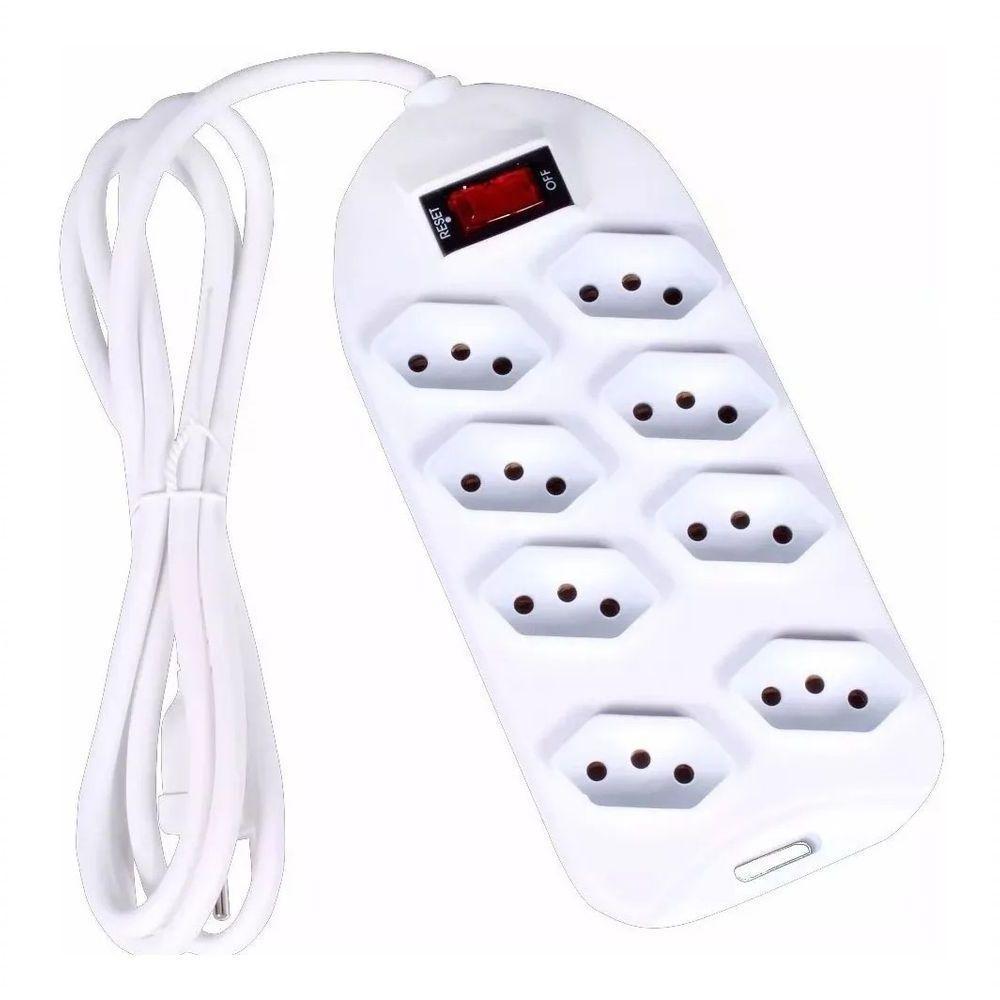 Extensão Régua 3m 8 Tomadas Filtro De Linha Bivolt In-tech Branca - 5