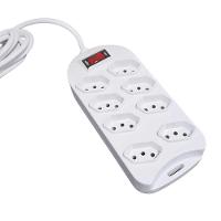 Extensão Régua 3m 8 Tomadas Filtro De Linha Bivolt In-tech Branca - 3