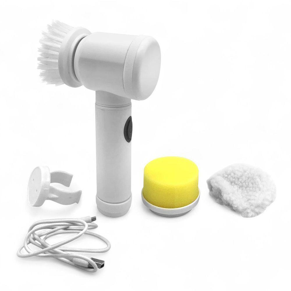 Escova De Limpeza Mágica 3 Em 1 Branca Multifuncional Usb Recarregável Elétrica - 3