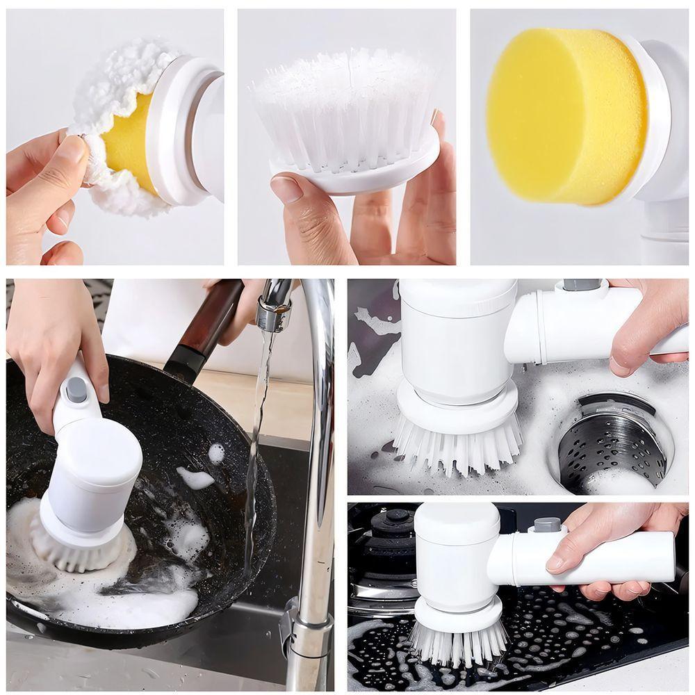 Escova De Limpeza Mágica 3 Em 1 Branca Multifuncional Usb Recarregável Elétrica - 5