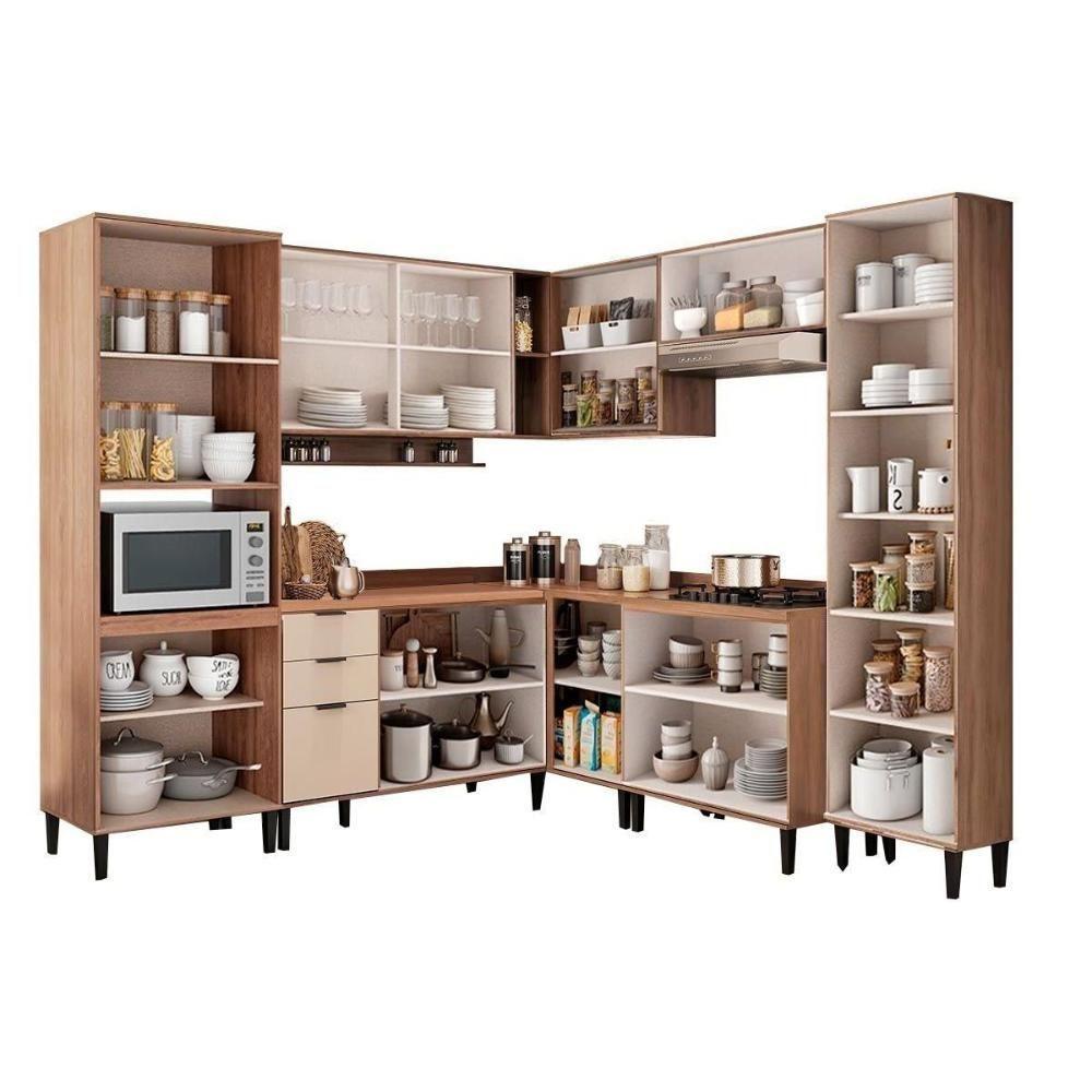 Kit Cozinha Modulada 8 Peças Alpha (3aéreos+3balcões+1paneleiro+1torrequente) C8p61 Freijo-off White - Carraro - 4