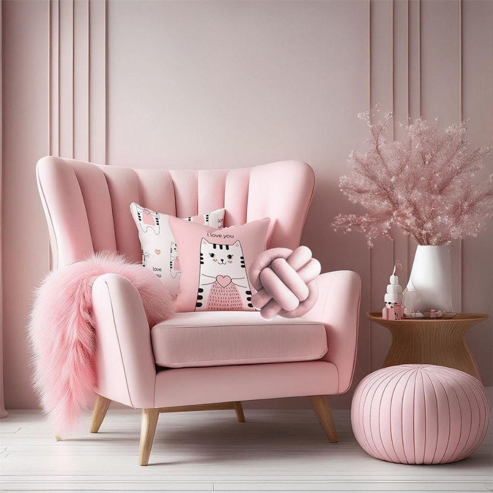 Kit 02 Capas De Almofada Infantil Personagens + Almofada Nó Gato Nó Rose - 2