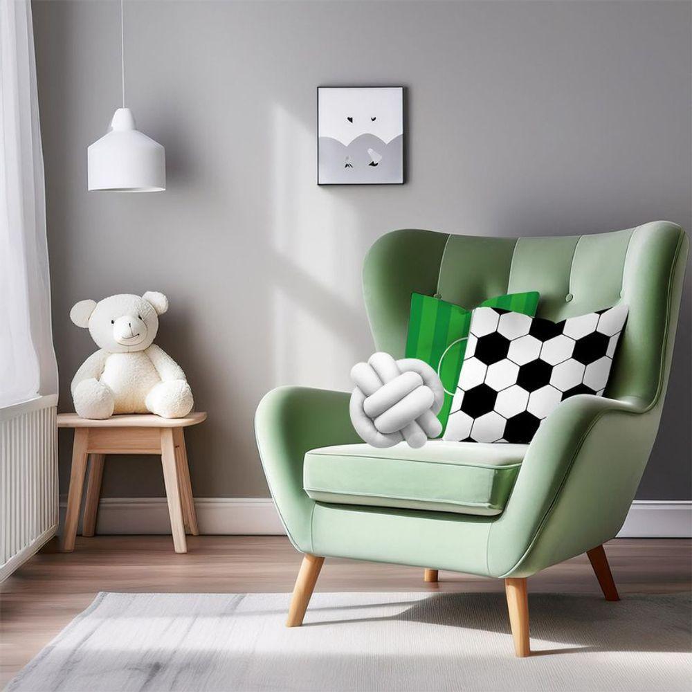 Kit 02 Capas De Almofada Infantil Personagens + Almofada Nó Futebol Nó Branco - 2