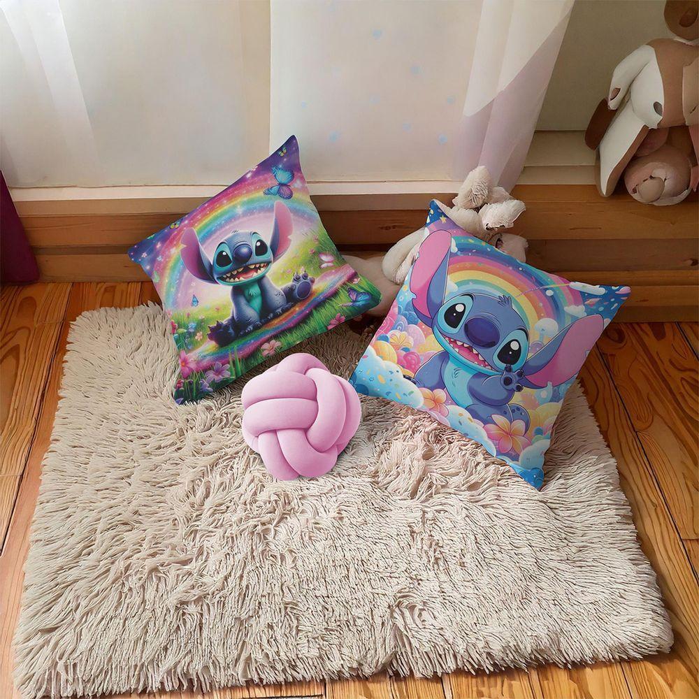 Kit 02 Capas De Almofada Infantil Personagens + Almofada Nó Stitch 01 Nó Rosa - 2
