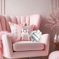 Kit 02 Capas De Almofada Infantil Personagens + Almofada Nó Gato Nó Branco - 3