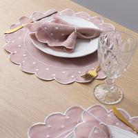 Jogo Americano Com Guardanapo Bordado 6 Lugares 12 Peças Poá Rosê Bordado Branco - 3