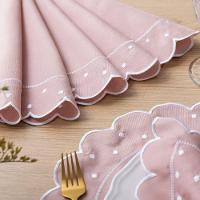 Jogo Americano Com Guardanapo Bordado 6 Lugares 12 Peças Poá Rosê Bordado Branco - 6