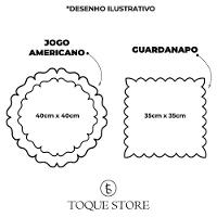 Jogo Americano Com Guardanapo Bordado 6 Lugares 12 Peças Poá Rosê Bordado Branco - 7