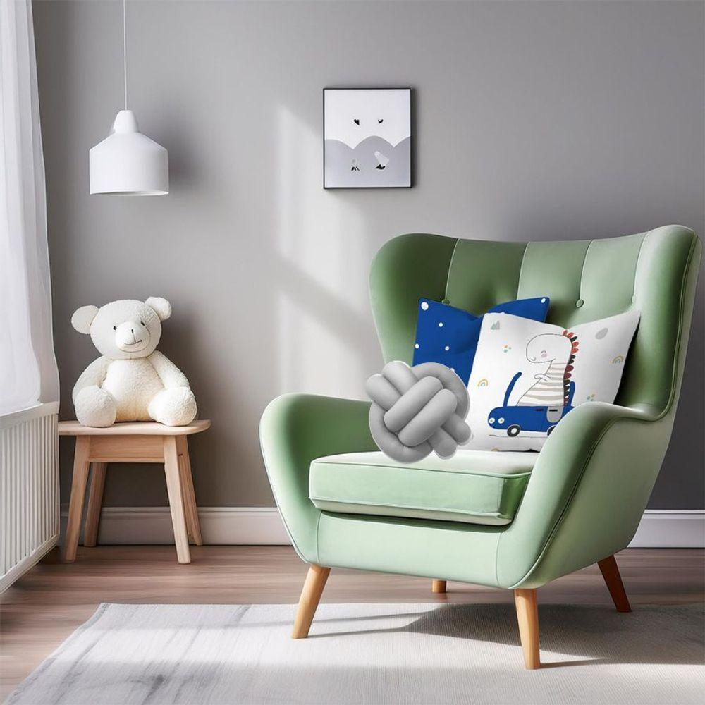 Kit 02 Capas De Almofada Infantil Personagens + Almofada Nó Dino Azul Nó Cinza - 2