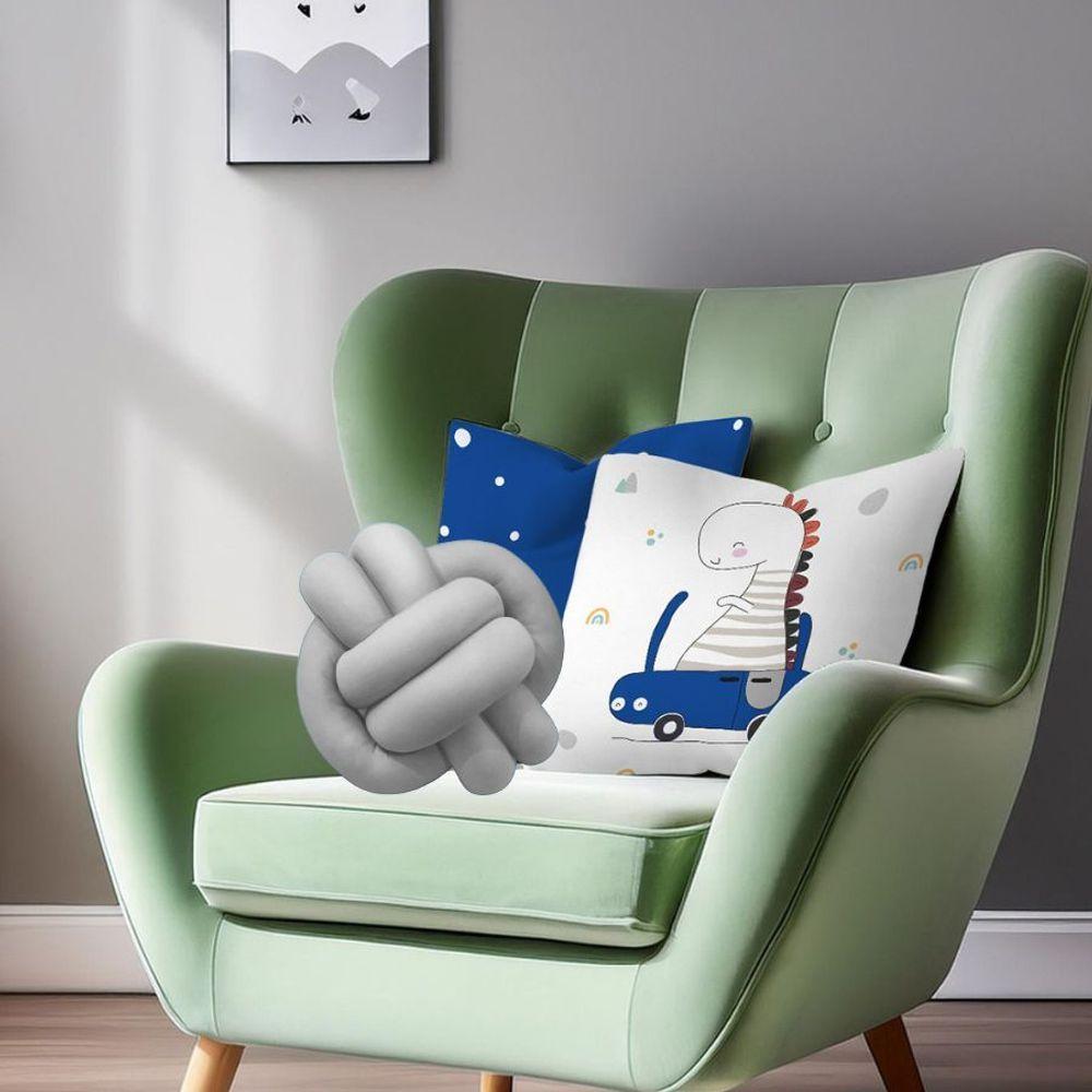 Kit 02 Capas De Almofada Infantil Personagens + Almofada Nó Dino Azul Nó Cinza - 3