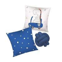 Kit 02 Capas De Almofada Infantil Personagens + Almofada Nó Dino Azul Nó Azul - 1