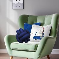 Kit 02 Capas De Almofada Infantil Personagens + Almofada Nó Dino Azul Nó Azul - 3