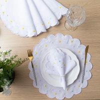 Jogo Americano Com Guardanapo Bordado 6 Lugares 12 Peças Poá Branco Bordado Claro - 2