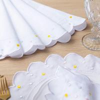 Jogo Americano Com Guardanapo Bordado 6 Lugares 12 Peças Poá Branco Bordado Claro - 5