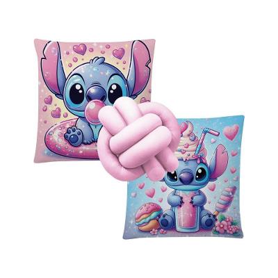 Kit 02 Capas De Almofada Infantil Personagens + Almofada Nó Stitch 05 Nó Rosa