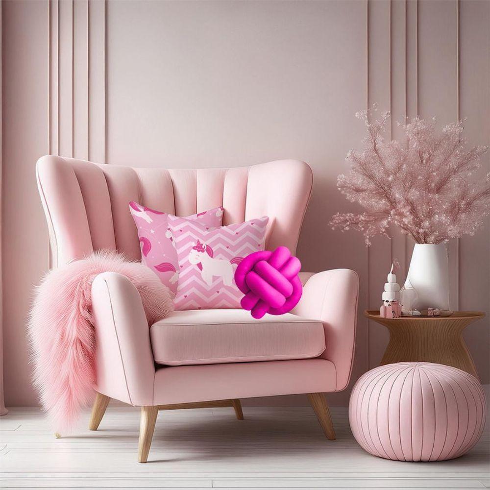 Kit 02 Capas De Almofada Infantil Personagens + Almofada Nó Unicornio Pink Nó Pink - 3