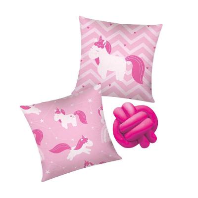 Kit 02 Capas De Almofada Infantil Personagens + Almofada Nó Unicornio Pink Nó Pink
