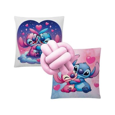 Kit 02 Capas De Almofada Infantil Personagens + Almofada Nó Stitch 02 Nó Rosa
