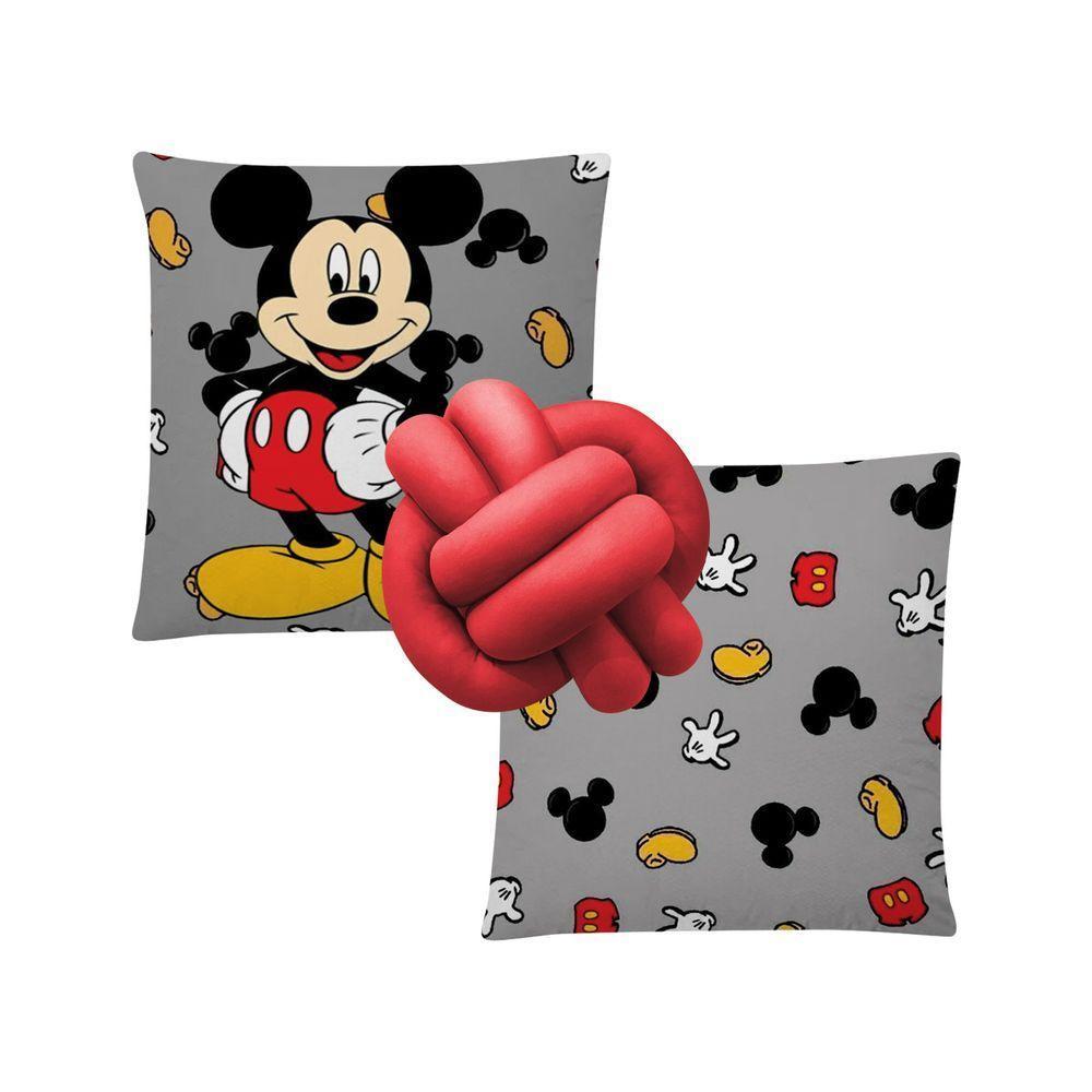 Kit 02 Capas De Almofada Infantil Personagens + Almofada Nó Mickey 03 Nó Vermelho - 1