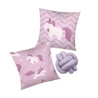 Kit 02 Capas De Almofada Infantil Personagens + Almofada Nó Unicornio Lilas Nó Lilás - 1