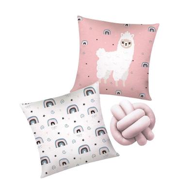 Kit 02 Capas De Almofada Infantil Personagens + Almofada Nó Lhama Rose Nó Rose
