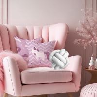 Kit 02 Capas De Almofada Infantil Personagens + Almofada Nó Unicornio Lilas Nó Branco - 3