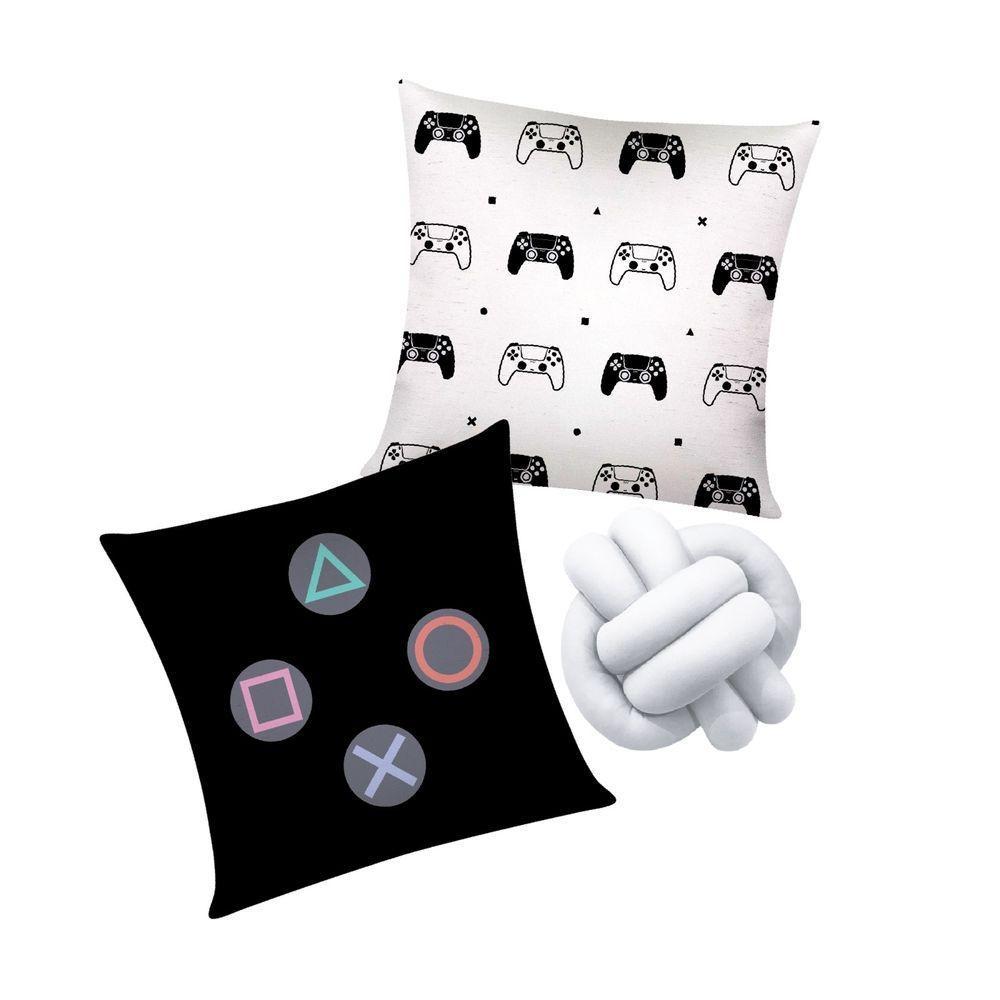 Kit 02 Capas De Almofada Infantil Personagens + Almofada Nó Game Nó Branco - 1