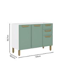 Balcão De Aço 3 Portas 2 Gavetas Verde Bella Bertolini Verde/branco - 2