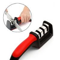 Afiador De Facas Tesouras E Cutelos Vermelho Profissional Com 3 Níveis De Afiação